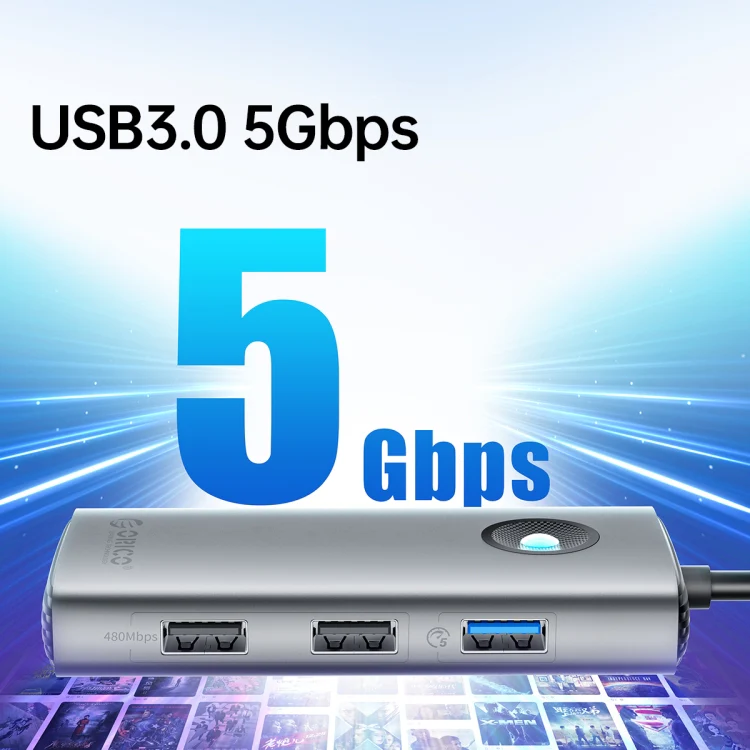 ORICO PW11-5P Type-C / USB-C 5-in-1 5Gbps Multifunction Docking Station(Silver) - Image 7