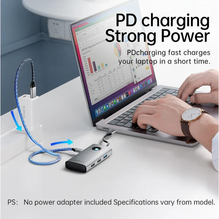 ORICO PW11-6P Type-C / USB-C 6-in-1 5Gbps Multifunction Docking Station (Silver) - Image 6
