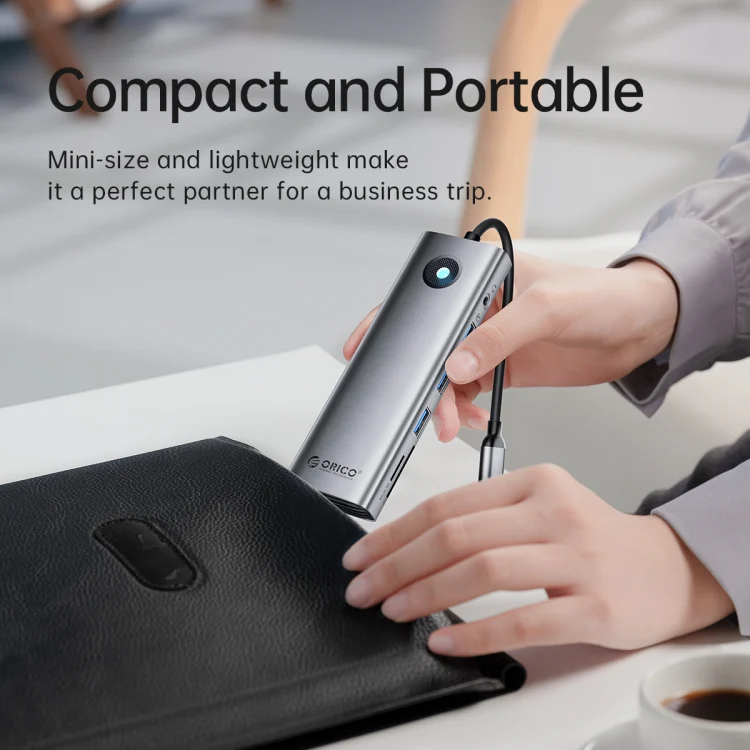 ORICO PW11-8PM Type-C / USB-C 8-in-1 5Gbps Multifunction Docking Station Card Reader (Dark Gray) - Image 13