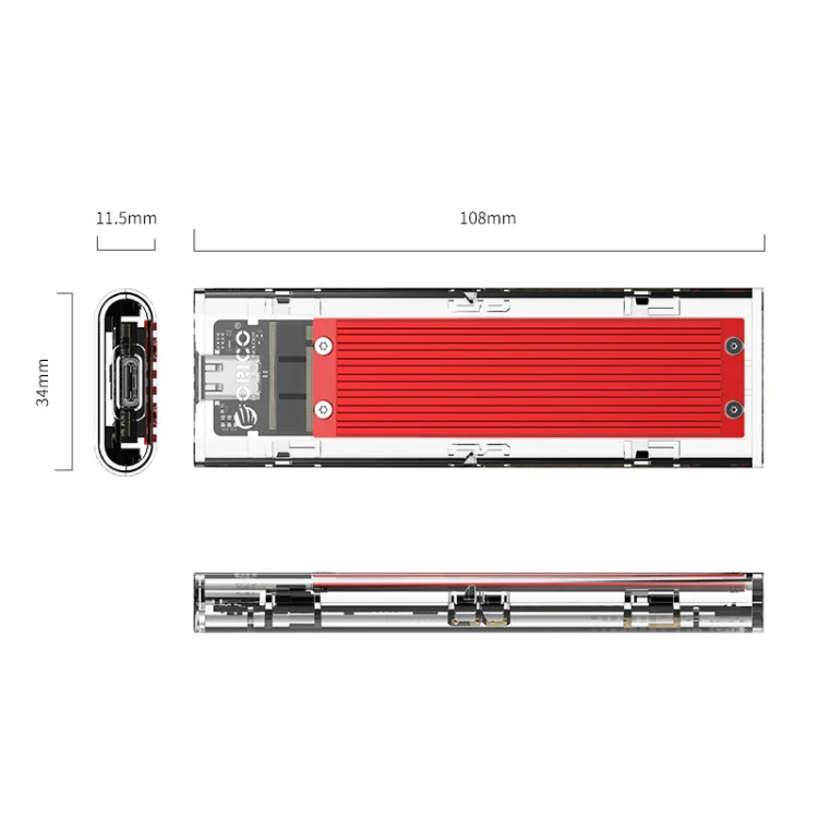 ORICO TCM2-C3 NVMe M.2 SSD Enclosure (10Gbps)(Red) - Image 3