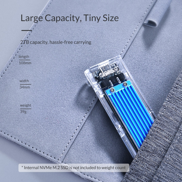 ORICO TCM2-C3 NVMe M.2 SSD Enclosure (10Gbps)(Silver) - Image 10
