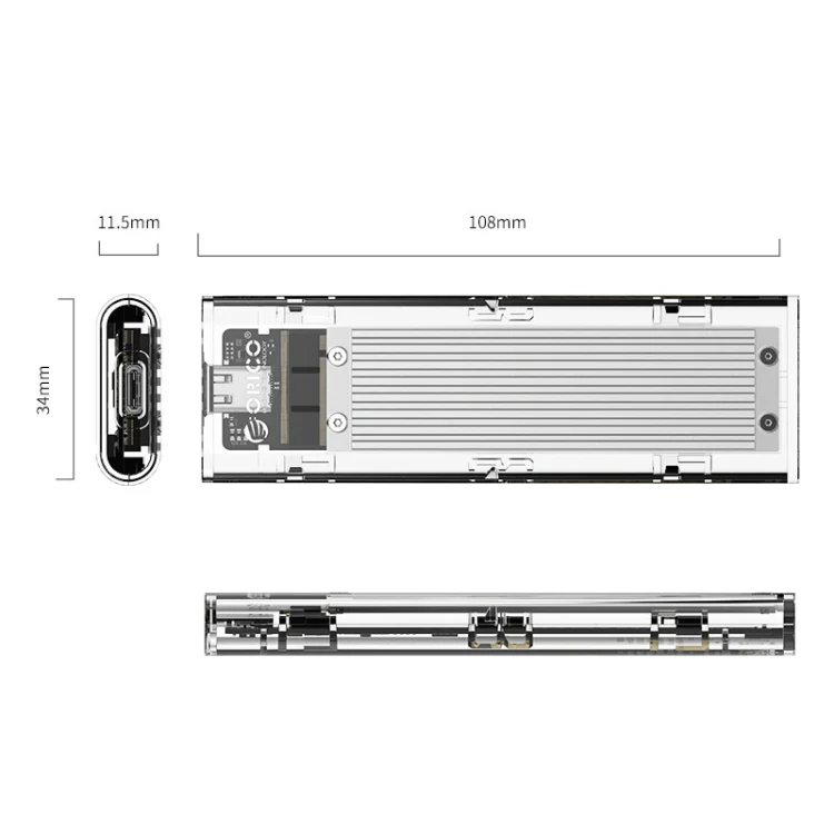 ORICO TCM2-C3 NVMe M.2 SSD Enclosure (10Gbps)(Silver) - Image 3