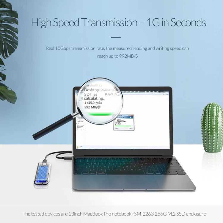 ORICO TCM2-C3 NVMe M.2 SSD Enclosure (10Gbps)(Silver) - Image 6