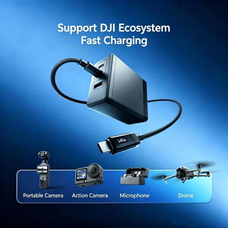 Original 140W GaN Charger For DJI Power, CN Plug With 2 USB-C Cables - Image 3