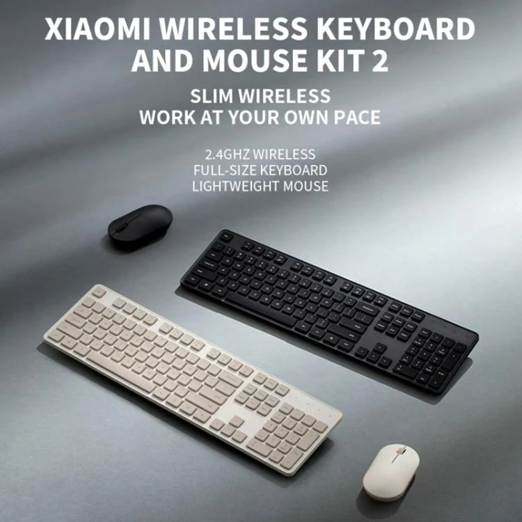 Original Xiaomi 2.4GHz Wireless Keyboard + Mouse Set 2 for Notebook Desktop Laptop(Milk Tea White) - Image 2