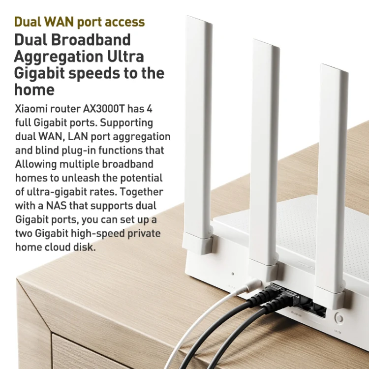 Original Xiaomi AX3000T 2.4GHz/5GHz Dual-band 1.3GHz CPU Router Supports NFC Connection, US Plug(White) - Image 6