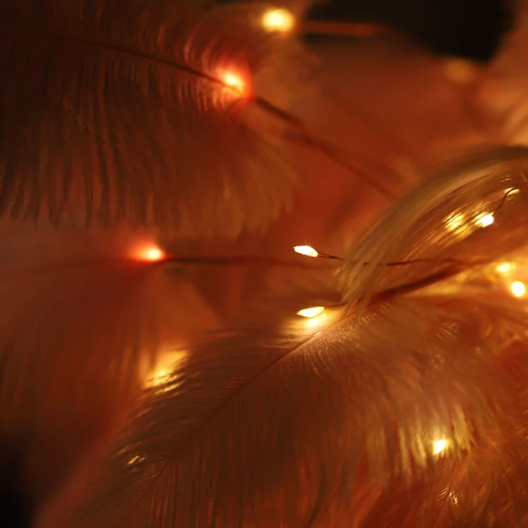 Ostrich Feather Table Lamp Wrought Iron Night Light LED Copper Wire Lamp(Orange) - Image 4