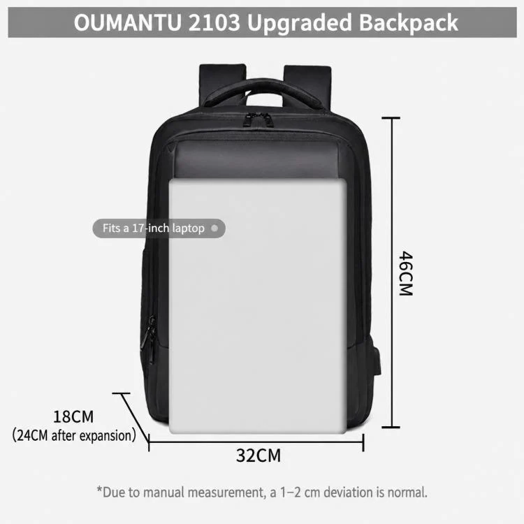 OUMANTU 2103B Large Capacity Waterproof Business Laptop Backpack(Green) - Image 4
