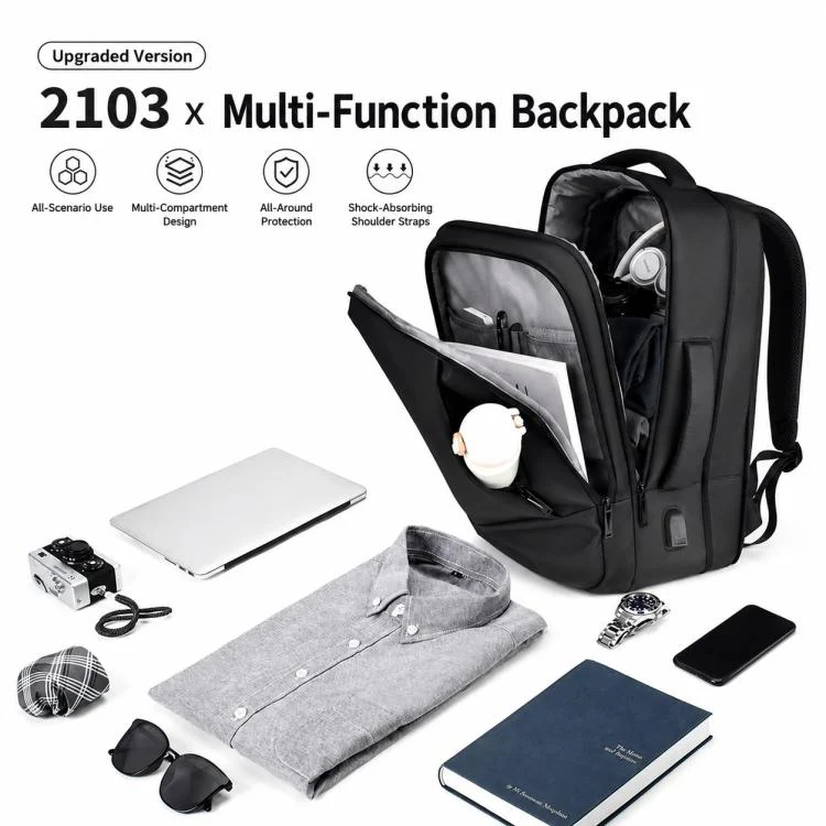 OUMANTU 2103B Large Capacity Waterproof Business Laptop Backpack(Green) - Image 6