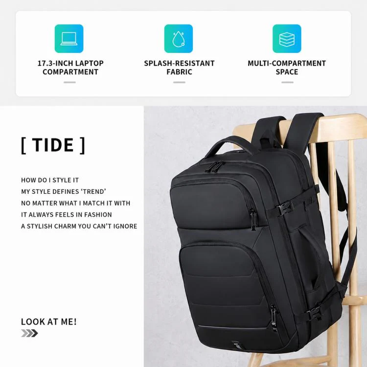 OUMANTU 2201 Large Capacity Men Business Waterproof Backpack(Black) - Image 7
