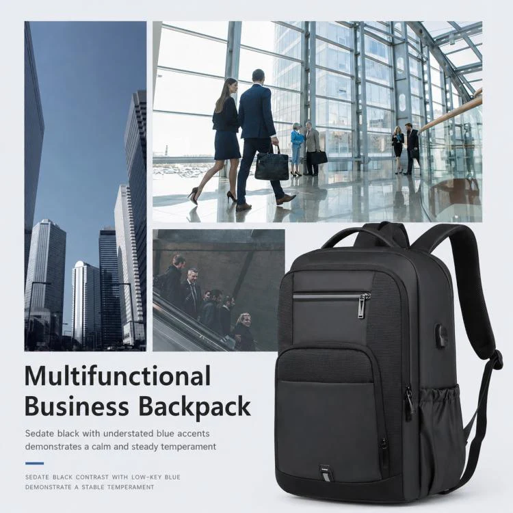 OUMANTU 2202 Large Capacity Waterproof Leather Membrane Backpack(Black) - Image 4