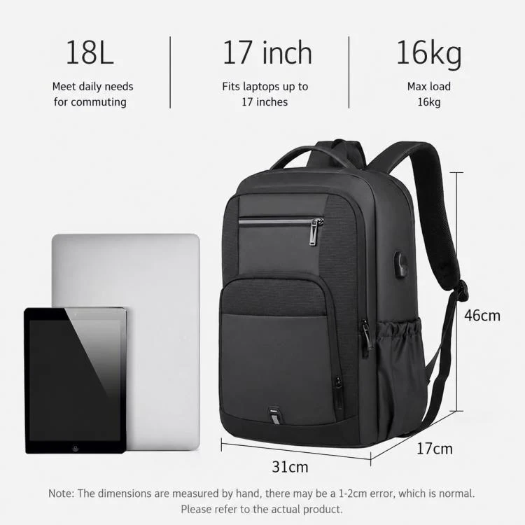 OUMANTU 2215 Large Capacity Waterproof Oxford Cloth Backpack(Black) - Image 12