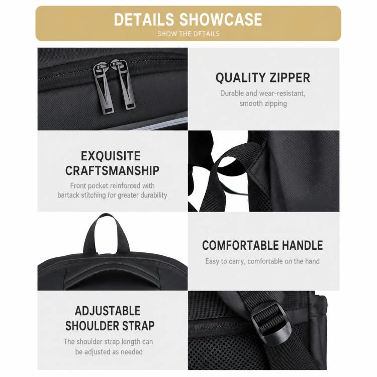 OUMANTU 2215 Large Capacity Waterproof Oxford Cloth Backpack(Black) - Image 13
