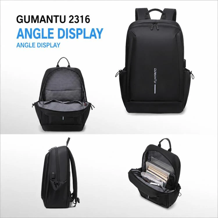 OUMANTU 2316 Multifunctional Business Vertical Stripe Logo Backpack Laptop Bag(Black) - Image 8