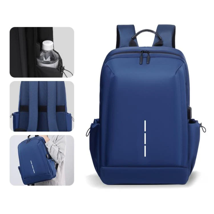OUMANTU 2316 Multifunctional Business Vertical Stripe Logo Backpack Laptop Bag(Blue) - Image 2