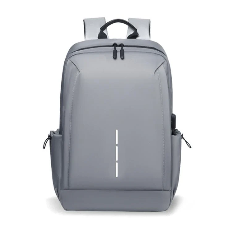 OUMANTU 2316 Multifunctional Business Vertical Stripe Logo Backpack Laptop Bag(Grey)