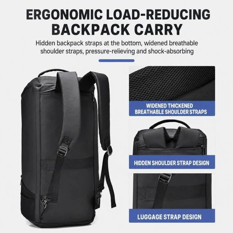 OUMANTU 4005 Large Capacity Wet and Dry Separation Fitness Crossbody Bag(Black) - Image 10