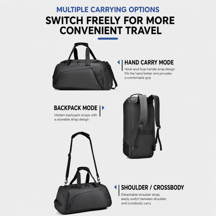 OUMANTU 4005 Large Capacity Wet and Dry Separation Fitness Crossbody Bag(Black) - Image 11