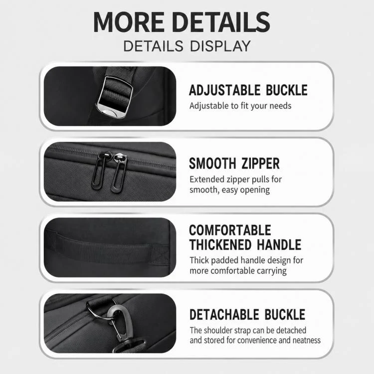 OUMANTU 4005 Large Capacity Wet and Dry Separation Fitness Crossbody Bag(Black) - Image 12