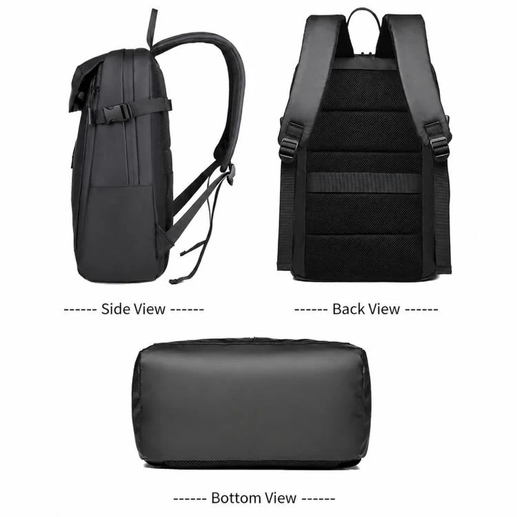 OUMANTU K102 Waterproof Large Capacity Casual Backpack(Black) - Image 3