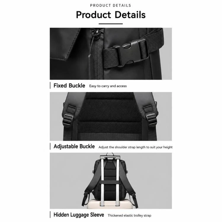 OUMANTU K102 Waterproof Large Capacity Casual Backpack(Black) - Image 5