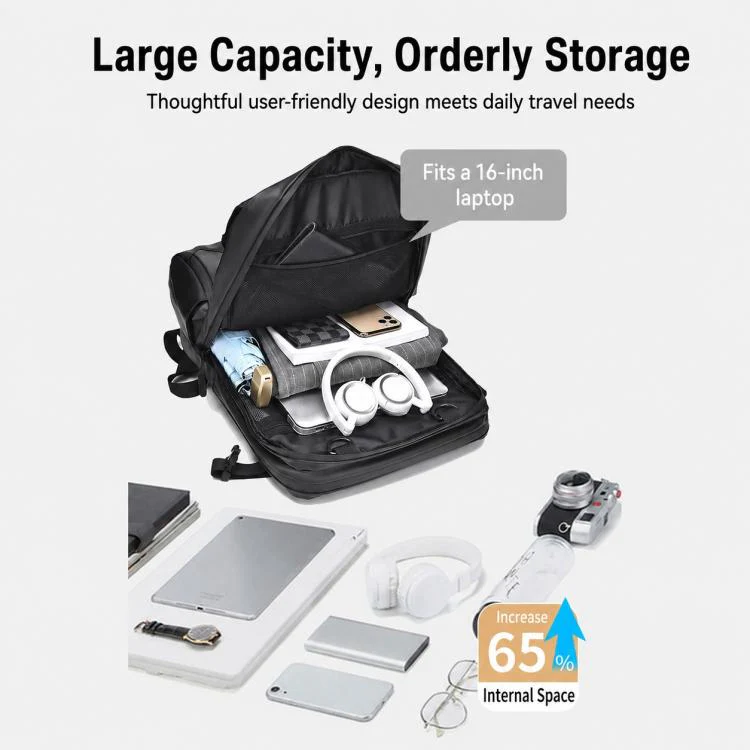 OUMANTU K102 Waterproof Large Capacity Casual Backpack(Brown) - Image 7