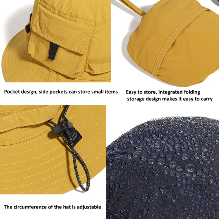 Outdoor Bucket Hat Summer Quick-Drying Sunshade Storage Integrated Hat(Grey) - Image 6