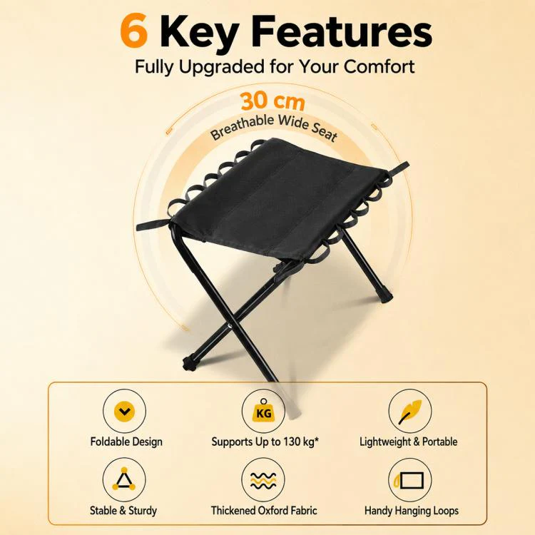 Outdoor Camping Fishing Chairs Portable Folding Storage Stool(Khaki) - Image 3