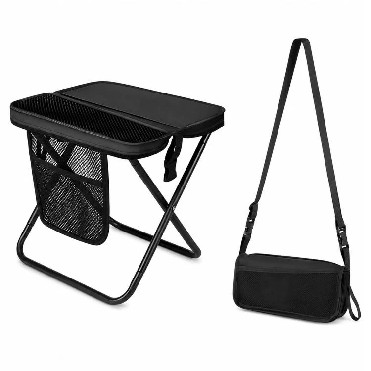Outdoor Camping Foldable Stool Portable Crossbody Carry Bag(Black)