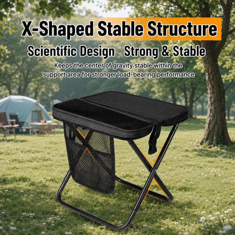 Outdoor Camping Foldable Stool Portable Crossbody Carry Bag(Black) - Image 12