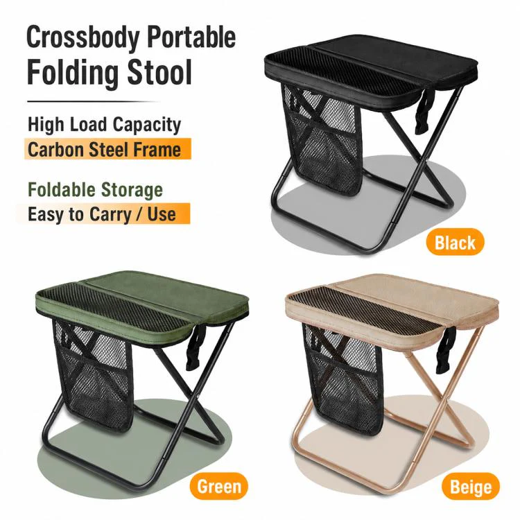 Outdoor Camping Foldable Stool Portable Crossbody Carry Bag(Green) - Image 2
