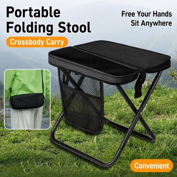 Outdoor Camping Foldable Stool Portable Crossbody Carry Bag(Khaki) - Image 3