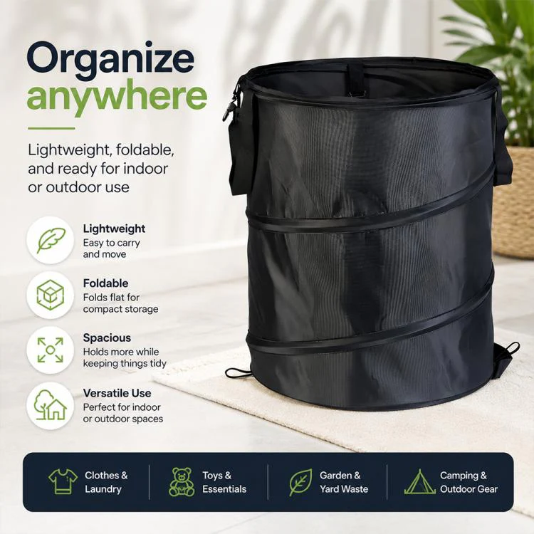 Outdoor Camping Folding Bucket Portable Trash Can Garden Leaf Bucket, Size:Medium 45x55cm(Army Green) - Image 11