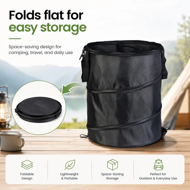 Outdoor Camping Folding Bucket Portable Trash Can Garden Leaf Bucket, Size:Medium 45x55cm(Light Coffee) - Image 3
