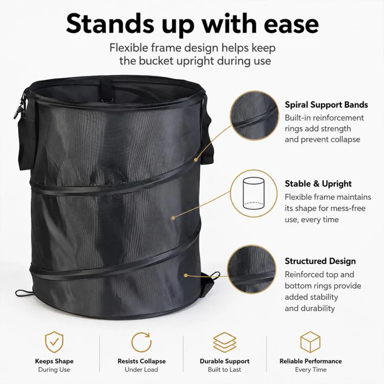 Outdoor Camping Folding Bucket Portable Trash Can Garden Leaf Bucket, Size:Mini 25x32cm(Black) - Image 9