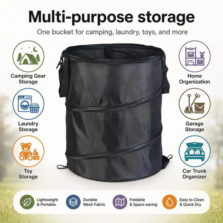 Outdoor Camping Folding Bucket Portable Trash Can Garden Leaf Bucket, Size:Small 34x40cm(Light Coffee) - Image 10