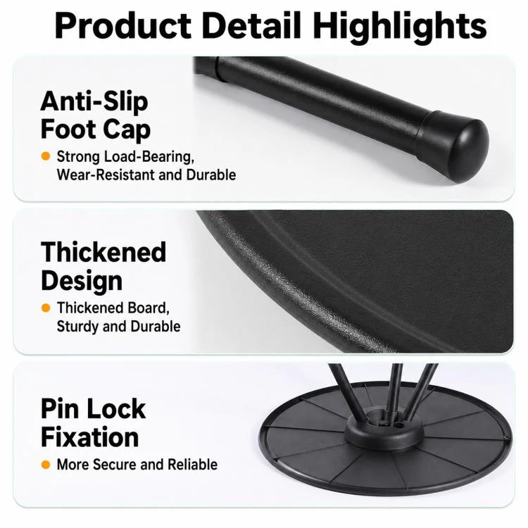 Outdoor Camping Small Round Table with 5-Level Height Adjustment, Style:Base Version(Black) - Image 14