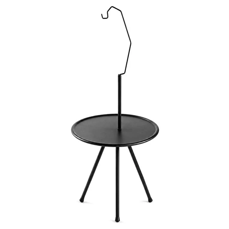 Outdoor Camping Small Round Table with 5-Level Height Adjustment, Style:Light Bracket(Black)