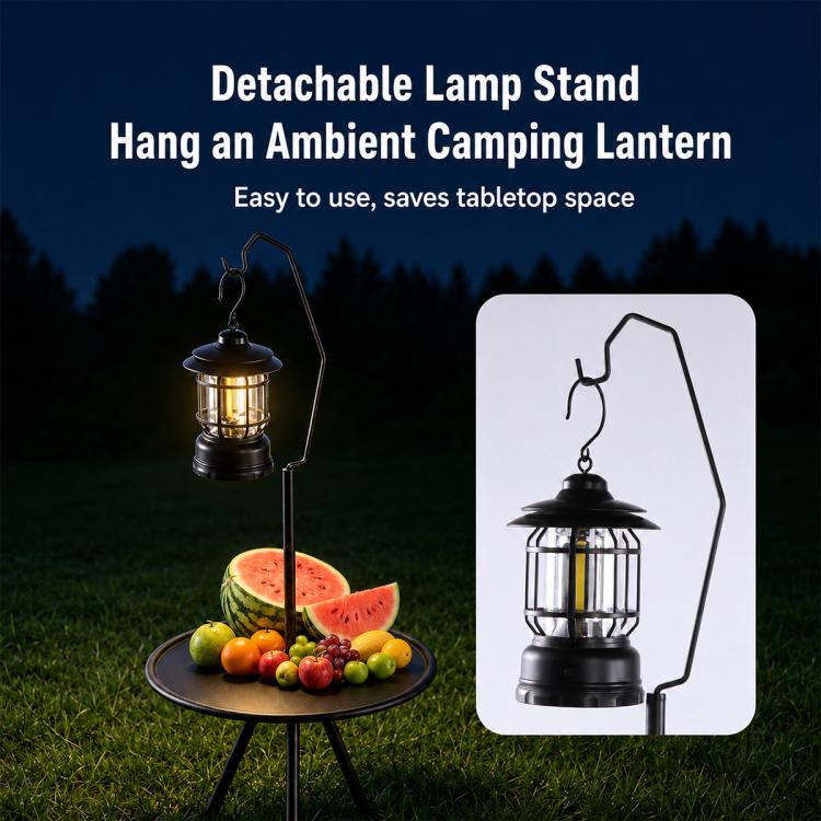 Outdoor Camping Small Round Table with 5-Level Height Adjustment, Style:Light Bracket(Black) - Image 11