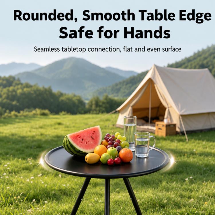 Outdoor Camping Small Round Table with 5-Level Height Adjustment, Style:Light Bracket(Black) - Image 6