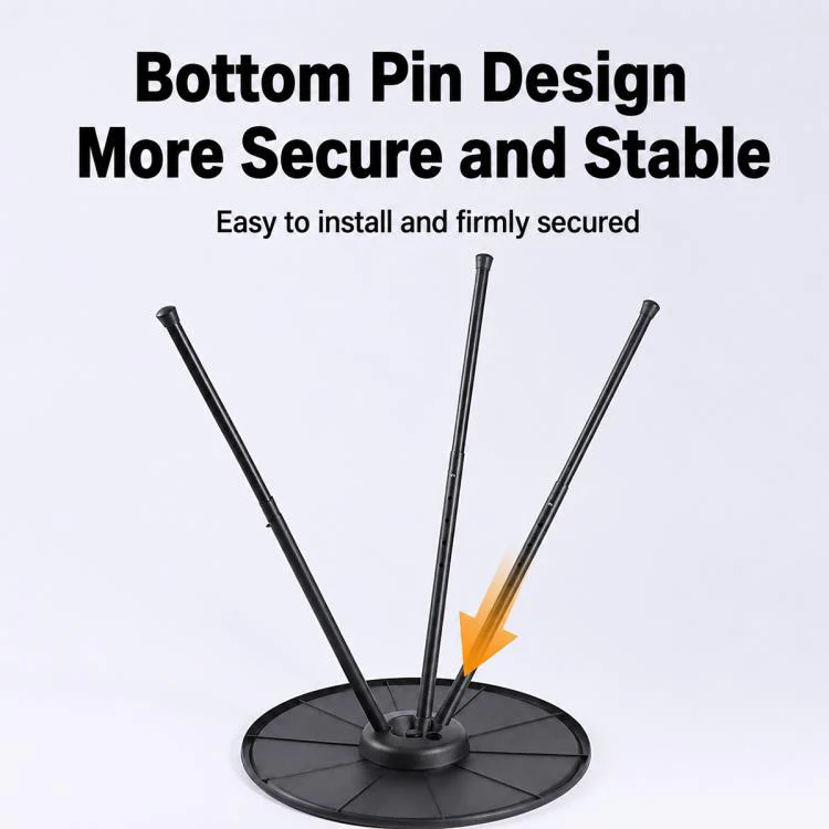 Outdoor Camping Small Round Table with 5-Level Height Adjustment, Style:Light Bracket(Black) - Image 9