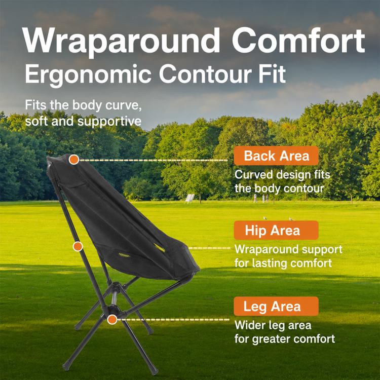 Outdoor Camping Space Chair Folding Moon Chair Travel Gear(Black) - Image 6