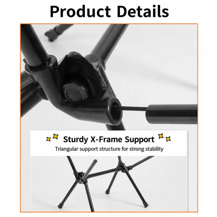 Outdoor Camping Space Chair Folding Moon Chair Travel Gear(Black) - Image 8