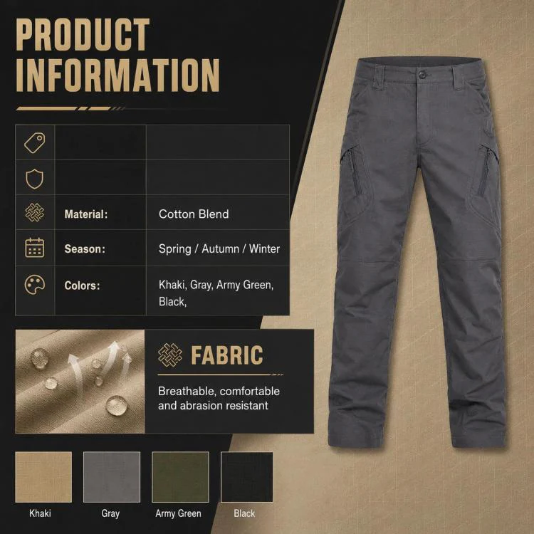 Outdoor Durable Breathable Hiking Long Pants For Men, Size: XXL(Black) - Image 4