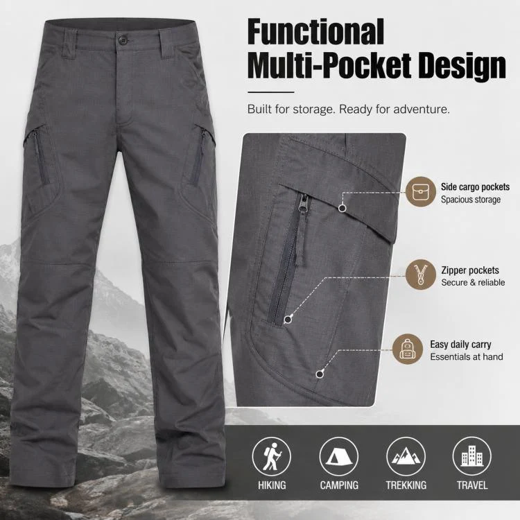Outdoor Durable Breathable Hiking Long Pants For Men, Size: XXL(Gray) - Image 6