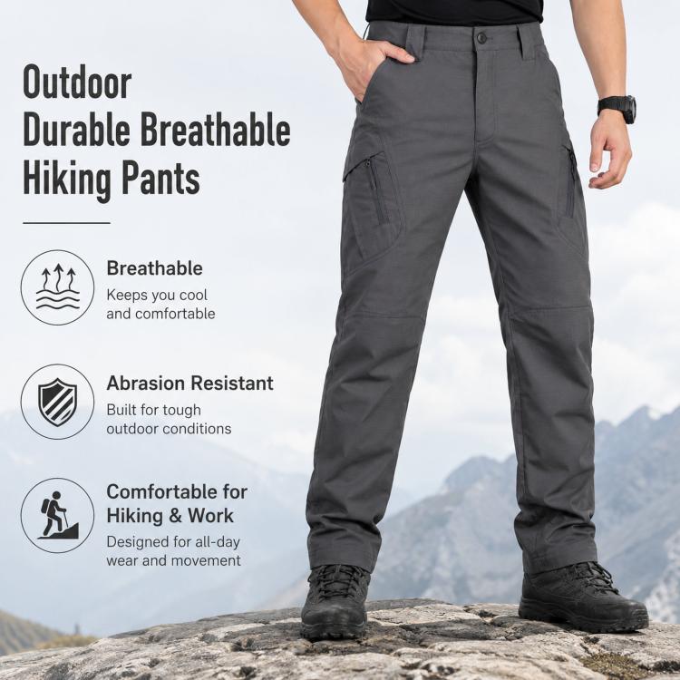 Outdoor Durable Breathable Hiking Long Pants For Men, Size: XXL(Gray) - Image 7