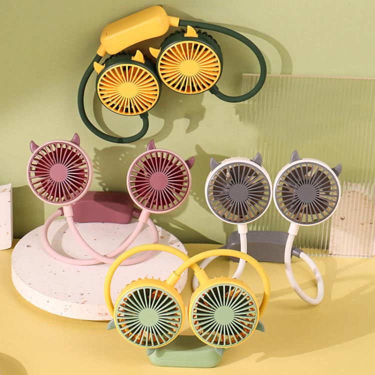 Outdoor Folding Mini Neck Fan Portable USB Rechargeable Summer Gift Fan, Color: Bear Green - Image 4