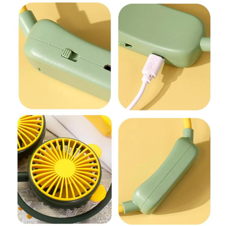 Outdoor Folding Mini Neck Fan Portable USB Rechargeable Summer Gift Fan, Color: Cat Ears Pink Purple - Image 10