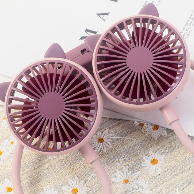 Outdoor Folding Mini Neck Fan Portable USB Rechargeable Summer Gift Fan, Color: Deer Pink Purple - Image 8
