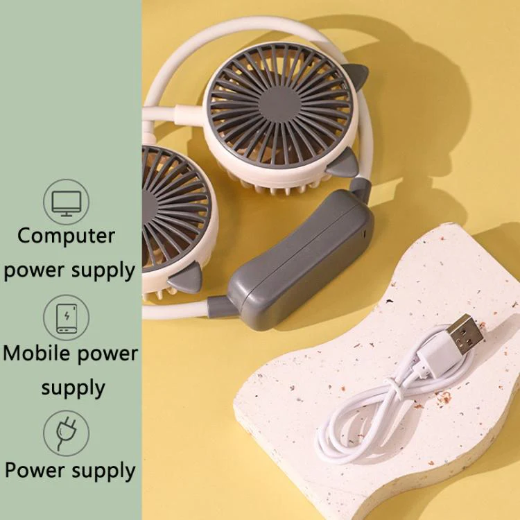 Outdoor Folding Mini Neck Fan Portable USB Rechargeable Summer Gift Fan, Color: Deer Pink Purple - Image 9